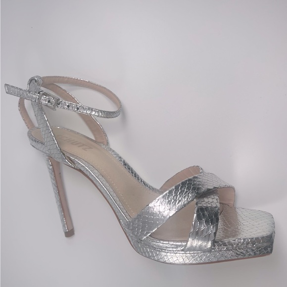 SCHUTZ Ava Rose Silver Leather Slingback Sandals 7B - Picture 11 of 11